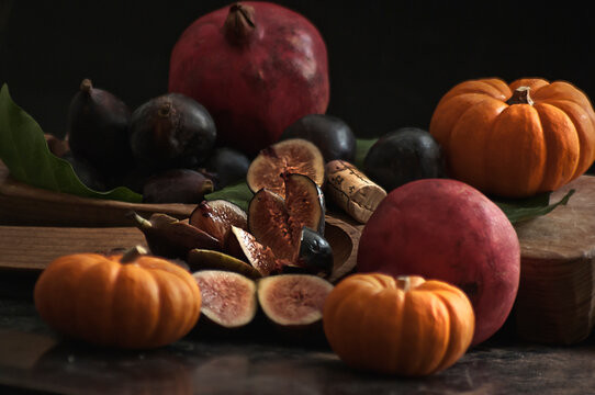 bodegon con frutas de oto&ntilde;o