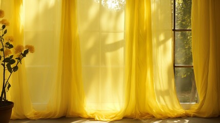 Hang yellow sheer curtains for privacy without blocking natural light.