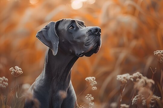 Black Dog in a Field Dreamscape Portraiture