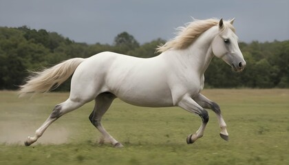 Obraz na płótnie Canvas A Majestic Horse Galloping Across A Field