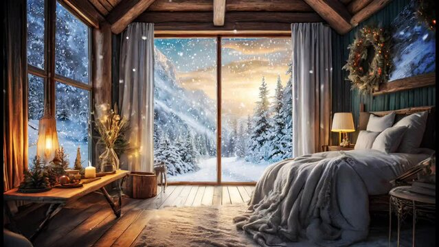 Cozy Winter Room with Large Windows