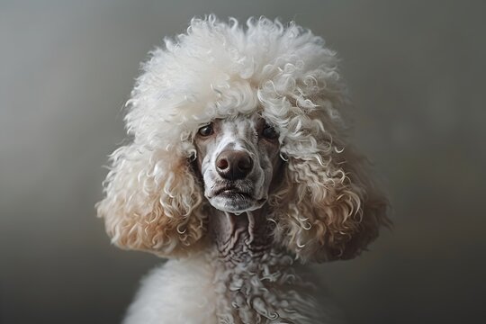 Elegant Poodle Portrait in Contemporary Realist Style with Emerald Whelp