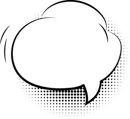 Empty comic cloud template with dot gradient shadow