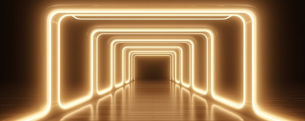 Beige neon tunnel entrance path design seamless tunnel lighting neon linear strip background