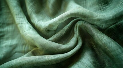 Green Linen Fabric: A Close-Up of Luxury Fashion Texture