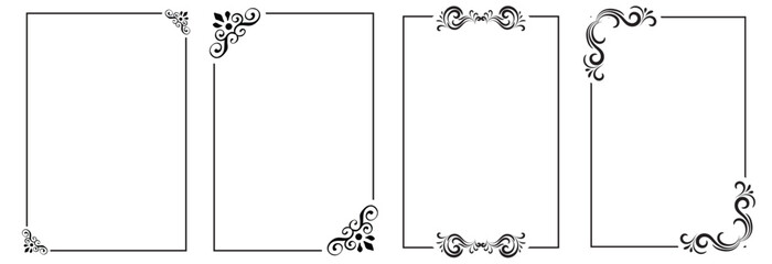 Decorative vector frames and borders. Set of vintage frames. Floral ornament. isolated on black background. Vector illustration. EPS 10 - obrazy, fototapety, plakaty