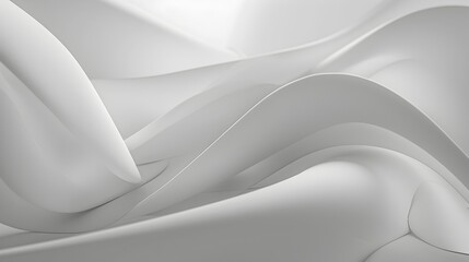 3D Rendered Abstract Sculpture in Monochrome on a White Background