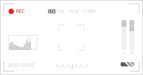 Camera screen interface elements. Video recording ui
