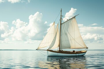 Fototapeta premium Spacious Adult sailing boat. Travel holiday. Generate Ai