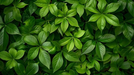 Fototapeta na wymiar Vibrant Green Leaves Pattern: A Testament to Life and Growth