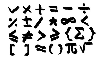 Hand drawn line art mathematical symbols