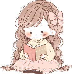 Obraz premium girl reading a book, book, girl, cute, study