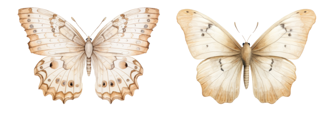 Twin butterflies with delicate wing patterns isolated