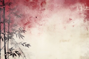burgundy bamboo background with grungy text, in the style of contemporary frescoes