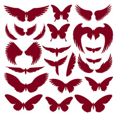 Fototapeta na wymiar flat design wings silhouette collection