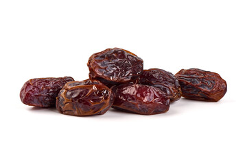 Raw Organic Medjool Dates, isolated on white background.