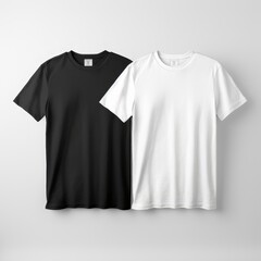 white and black mock-up of a T-shirt on a light gray background