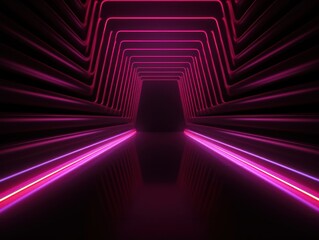 Burgundy neon tunnel entrance path design seamless tunnel lighting neon linear strip background