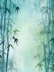 cyan bamboo background with grungy text, in the style of contemporary frescoes