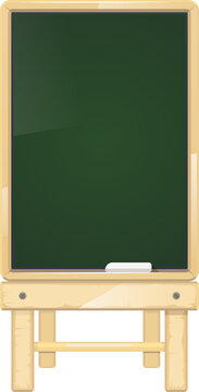 Blank chackboard template. Cartoon school wood frame