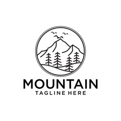 hand drawn vector natural landscape illustration with mountains sun and moon at first glance. silhouette landscape. Use for travel and nature backgrounds and cards