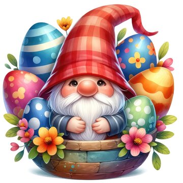 Easter Gnome with Easter Eggs