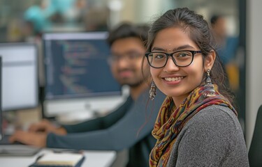 Within a business software development company, there are two young South Asian coworkers.