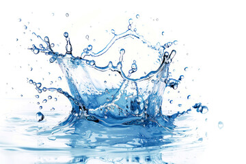 Blue water splash isolated on white background.