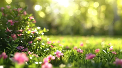 Foto op Plexiglas  Beautiful blurred spring background nature with blooming glade,  © venusvi