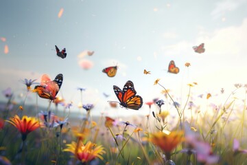 Butterflies in different environments, such as butterflies in the forest, emphasize the presentation of biodiversity. and the wonders of nature