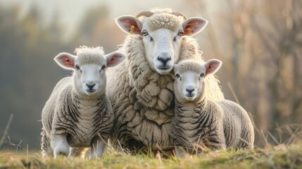 Ewe sheep family 