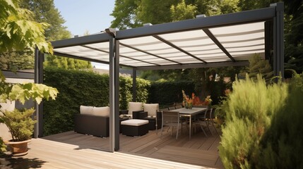 Install a pergola with a retractable canopy for adjustable shade.
