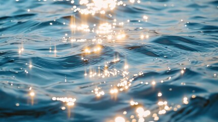 sunlight reflecting on the water surface Showing a sparkling glow Presenting beauty, brightness and vitality.  - obrazy, fototapety, plakaty