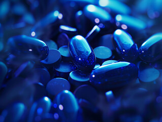 Blue pills background , medicine concept 