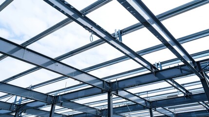  Steel beam structure roof building site 