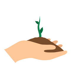 Fototapeta na wymiar Hands Holding Plant Ecosystem Plant Growth