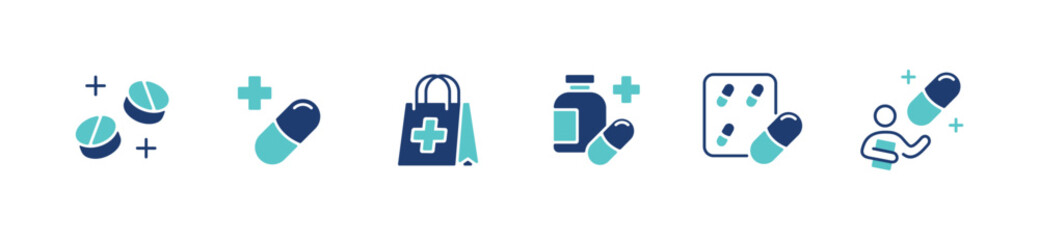 medicals medicine icon set pill and capsule drug pharmacy medic sign vector illustration