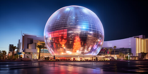 colossal MSG Sphere, Madison Square Garden sphere arena planned for Las Vegas, Inside the new science and technology centre, Las Vegas Is Getting A Massive New Entertainment Venue, Generative AI
 - obrazy, fototapety, plakaty