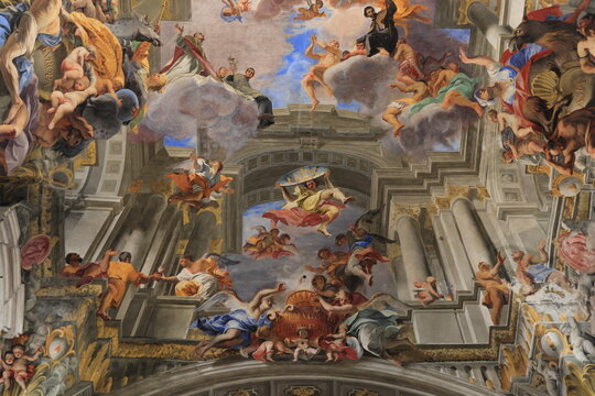Sant'Ignazio di Loyola Church Painted Ceiling Close Up in Rome, Italy