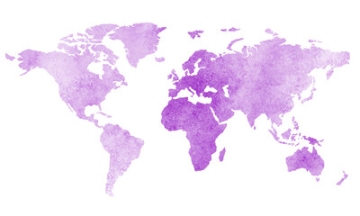 Purple color world map watercolor vector background