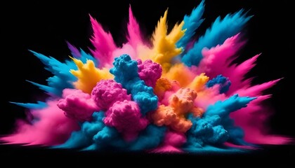 A vibrant explosion of colors resembling a burst of paint or ink splatters