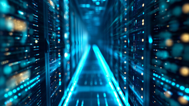 IT specialist in advanced technology computer server room