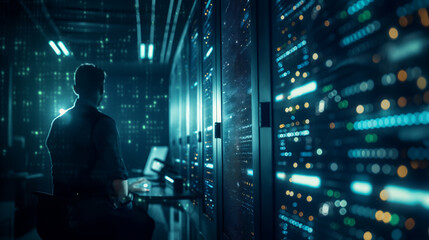 IT Specialist in computer server room 