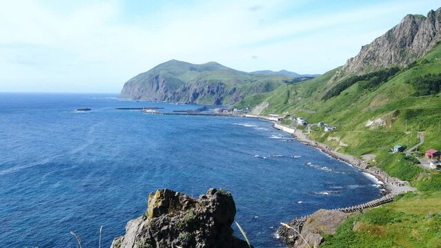 Blue sky and island landscape. Hokkaido, Rebun Island.