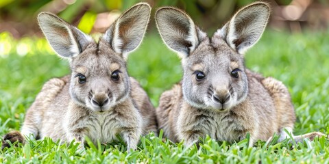 kangarooes in the grass