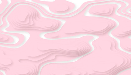 Multi layers color texture 3D papercut layers in pink vector banner. Abstract paper cut art background design for website template. Topography map concept or smooth origami paper cut