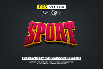 Sport 3D Text Effect Red Yellow Color Style.