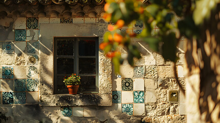 Old house in the Mediterranean village on a summer afternoon.