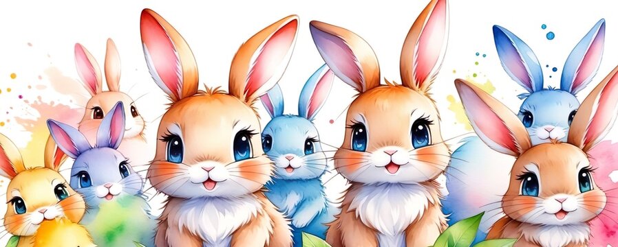 cute rabbit family