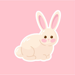 Cute cartoon bunny isolated on pink background. Vector illustration for your design
